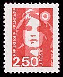 Marianne du bicentenaire - Marianne de Briat 2F50 dentelé rouge