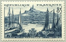 Série sites et monuments 1955 - Marseille - Le vieux port et ND de la Garde