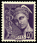Mercure 40c violet 2ème série par Georges Hourriez (1878 - 1953)