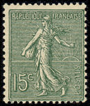 Semeuse lignée 15c vert-gris