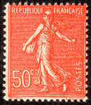 Semeuse lignée 50c rouge