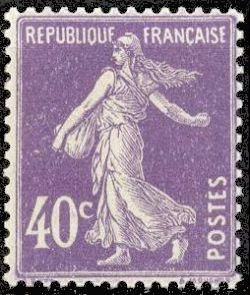 Semeuse fond plein sans sol 40c violet gris type II