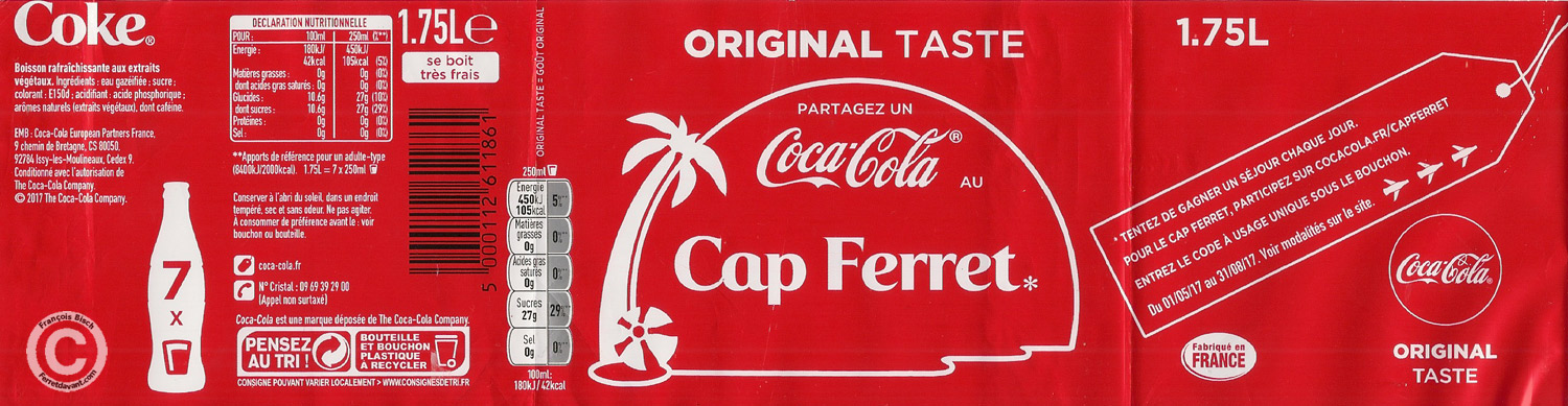 Etiquette de bouteille de boisson gazeuse Cap Ferret